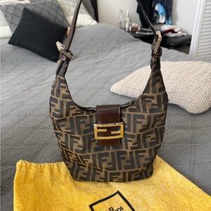Fendi Zucca Hobo Shoulder Bag In Brown Canvas - COA Included